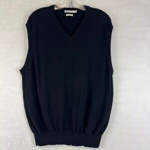 Peter Millar Cotton Cashmere V-Neck Sweater Vest Black Men's Size XL
